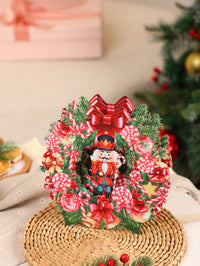 Professional Manufacturer Nutcracker Christmas Wreath 3D Pop-Up Card Festive Desk Decor