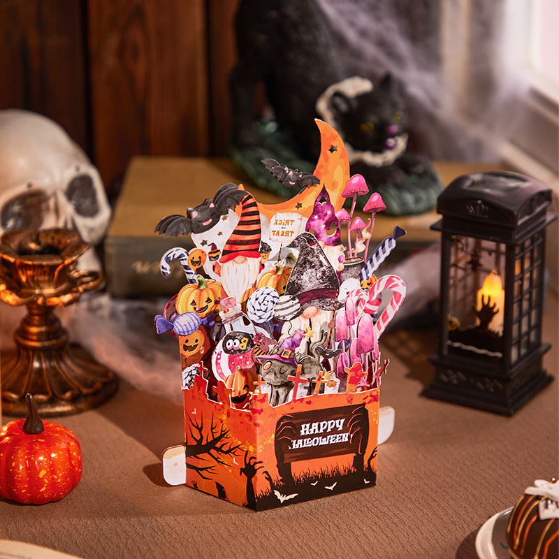 Manufacturer Sale Halloween 3D Pop-Up Card Spooky Ghost Witch Scene 3D Flower Box Greeting Card