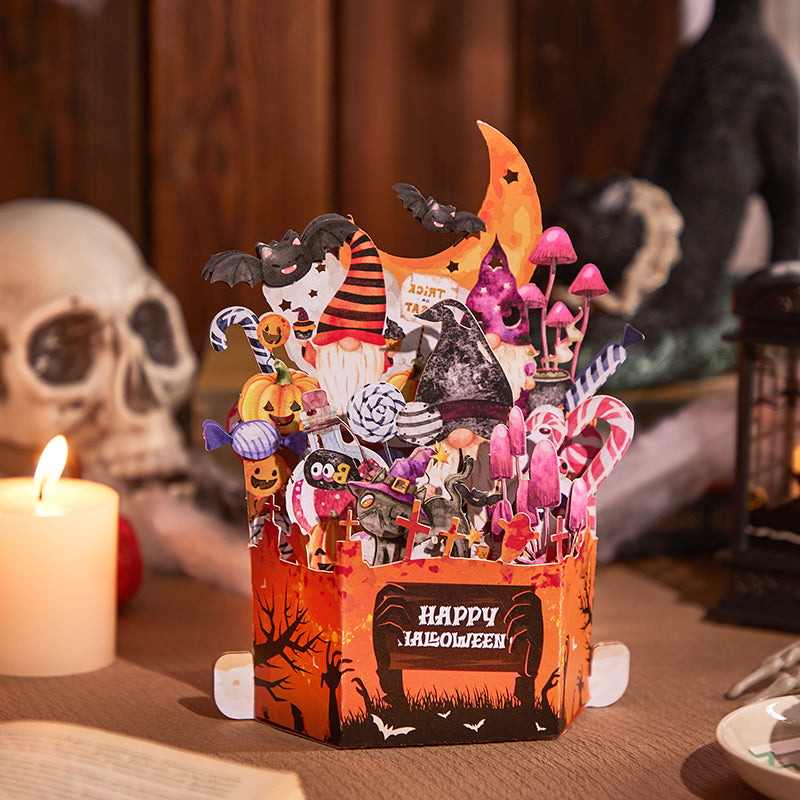 Manufacturer Sale Halloween 3D Pop-Up Card Spooky Ghost Witch Scene 3D Flower Box Greeting Card
