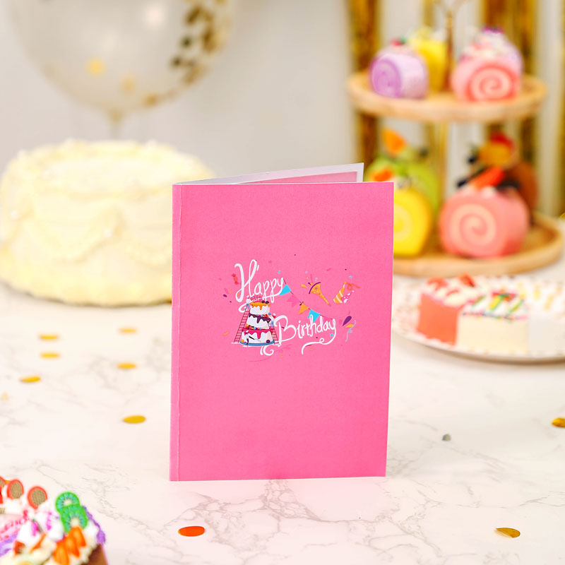 Bulk Order Light & Music Cherry Birthday Cake 3D Pop-up Card