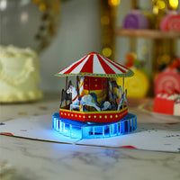 Wholesale Light & Music 3D Pop-Up Card Carousel Carnival Design for Celebrations