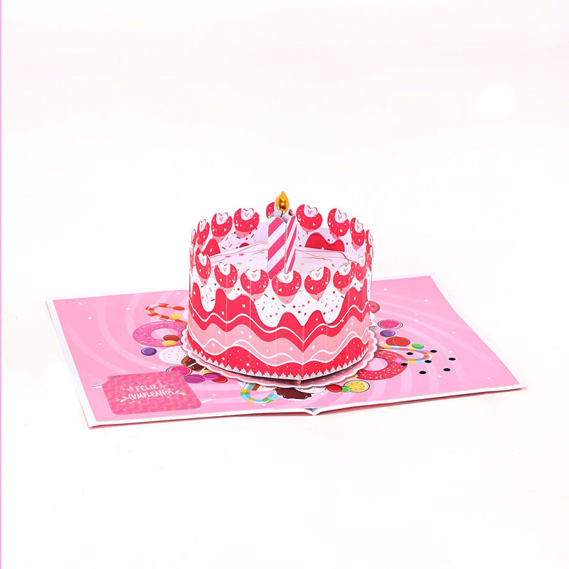 Bulk Order Light & Music Cherry Birthday Cake 3D Pop-up Card