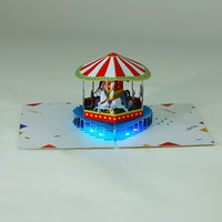 Wholesale Light & Music 3D Pop-Up Card Carousel Carnival Design for Celebrations