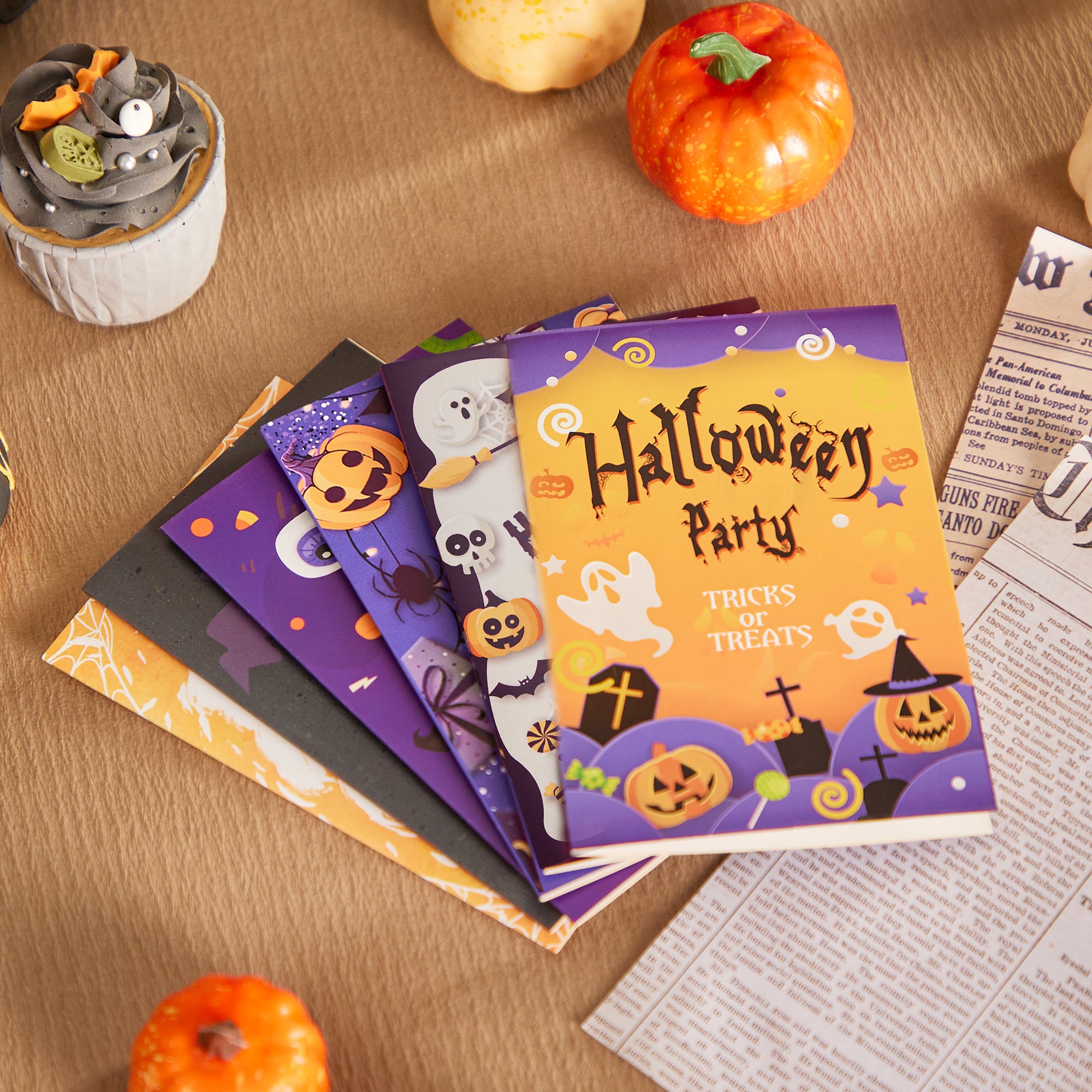 Factory Bulk Order Halloween 2D Flat Greeting Cards Set Trick or Treat Greeting Cards
