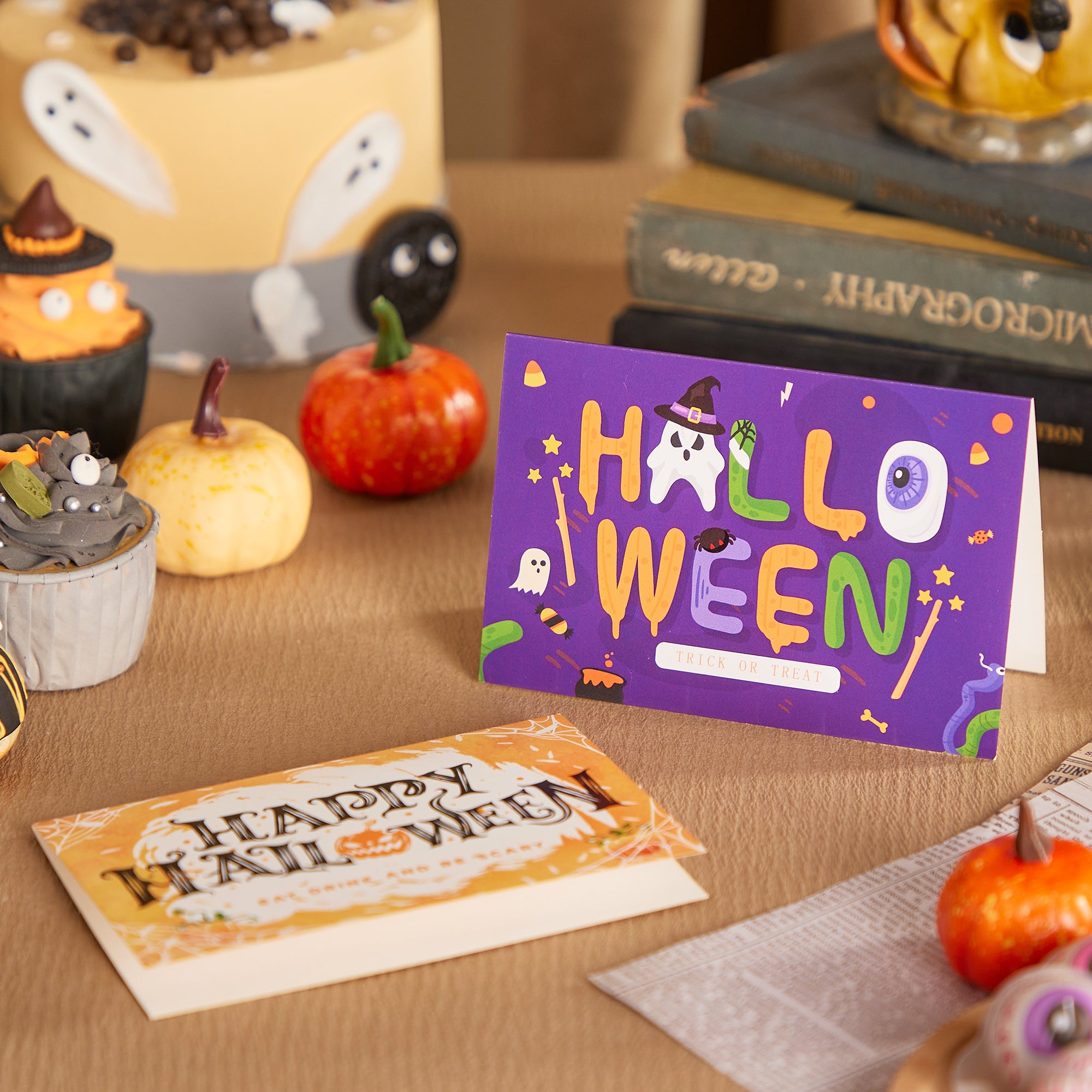 Factory Bulk Order Halloween 2D Flat Greeting Cards Set Trick or Treat Greeting Cards