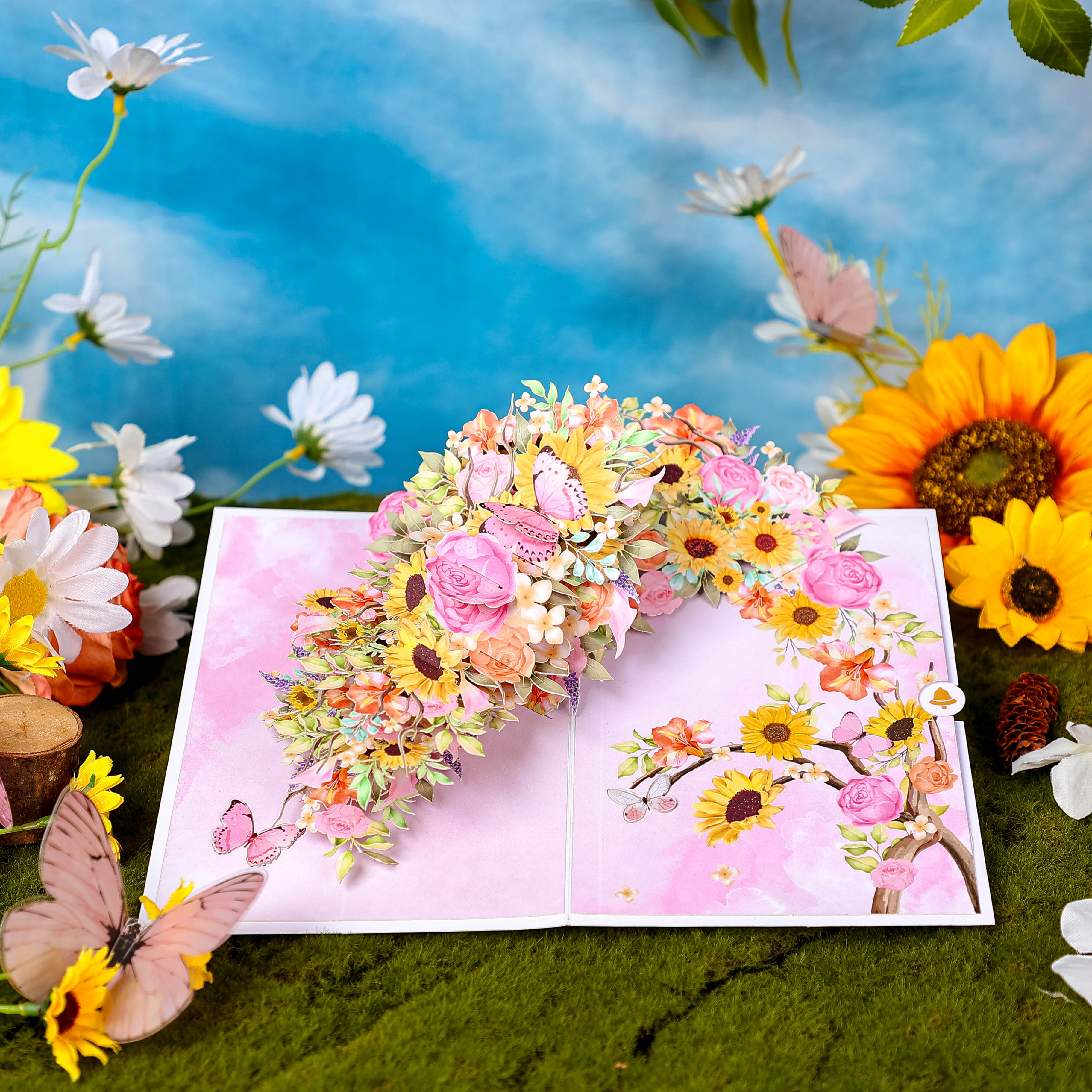 Factory Price 3D Pop-Up Card Sunflower Bouquet Spring Season Greeting Card