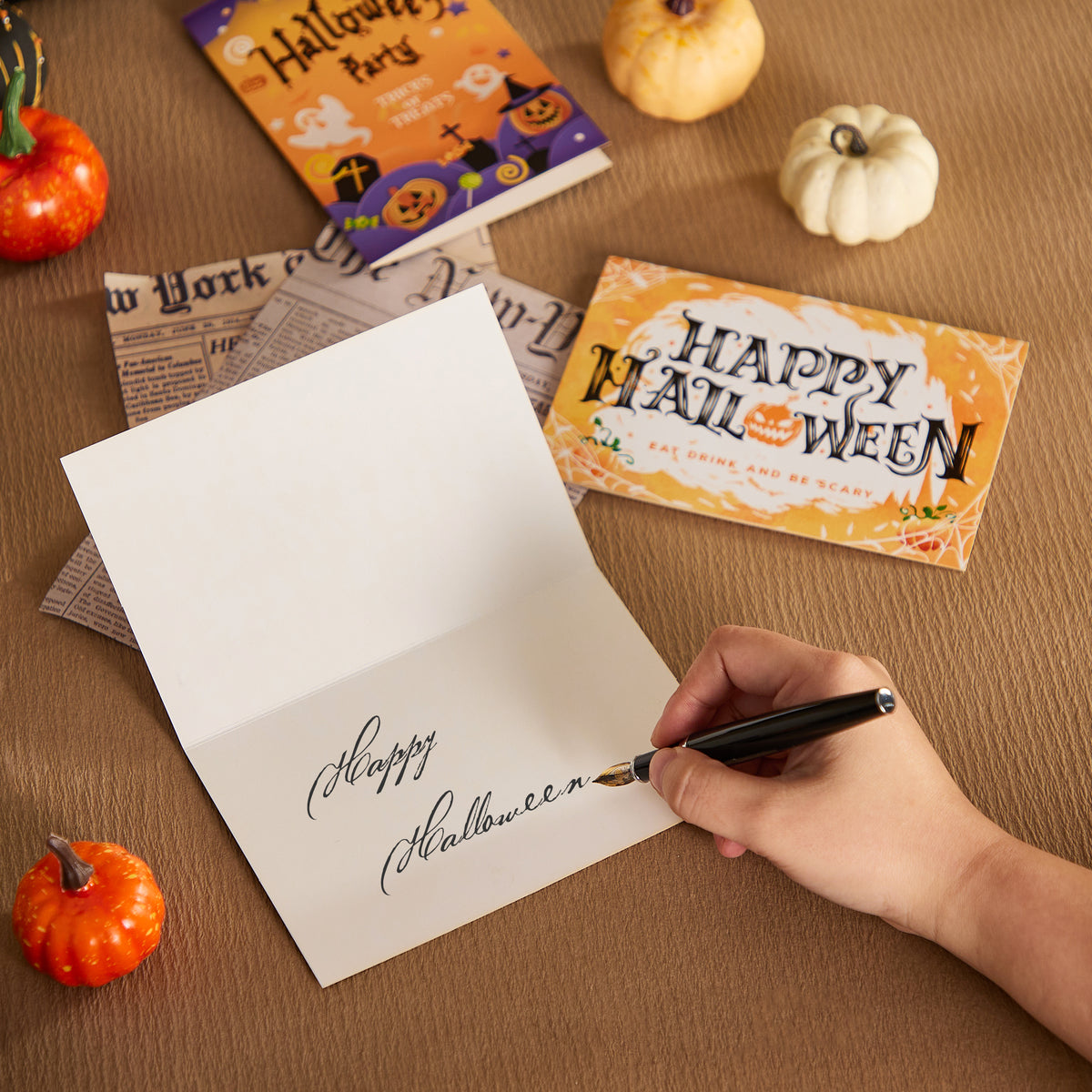 Factory Bulk Order Halloween 2D Flat Greeting Cards Set Trick or Treat Greeting Cards