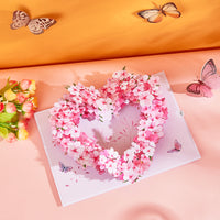 Cherry Blossom Heart Wreath 3D Pop-Up Greeting Card