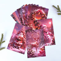 Quality Guaranteed Christmas 2D Flat Greeting Card Set Retro Winter Scenes with Santa