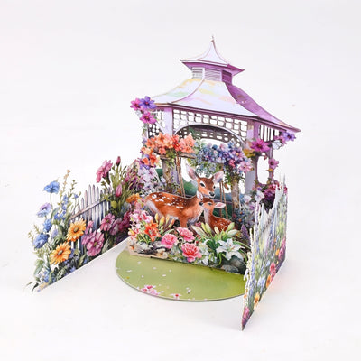 Bulk Order 3D Pop-Up Card Deer & Floral Gazebo Design Gift for All Occasions Greeting Card