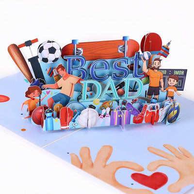 Celebrate the ultimate sports dad with our Best Dad 3D Pop-Up Greeting Card!