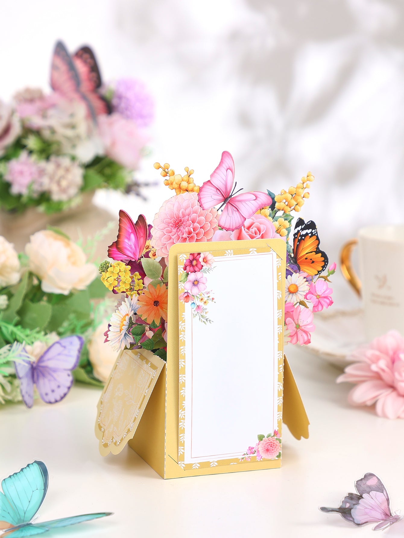 Butterfly & Flower Bouquet 3D Pop Up Greeting Card