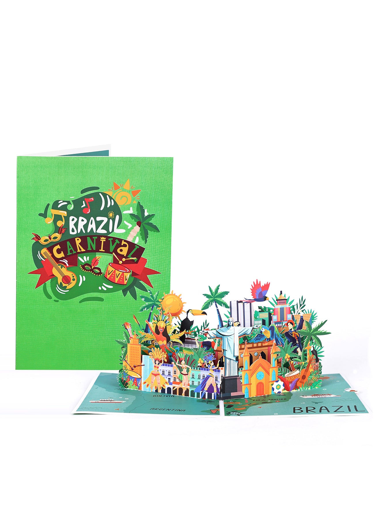 Rio de Janeiro 3D Pop-Up Card – Christ the Redeemer & Sugarloaf Mountain | Brazil Landmark Souvenir