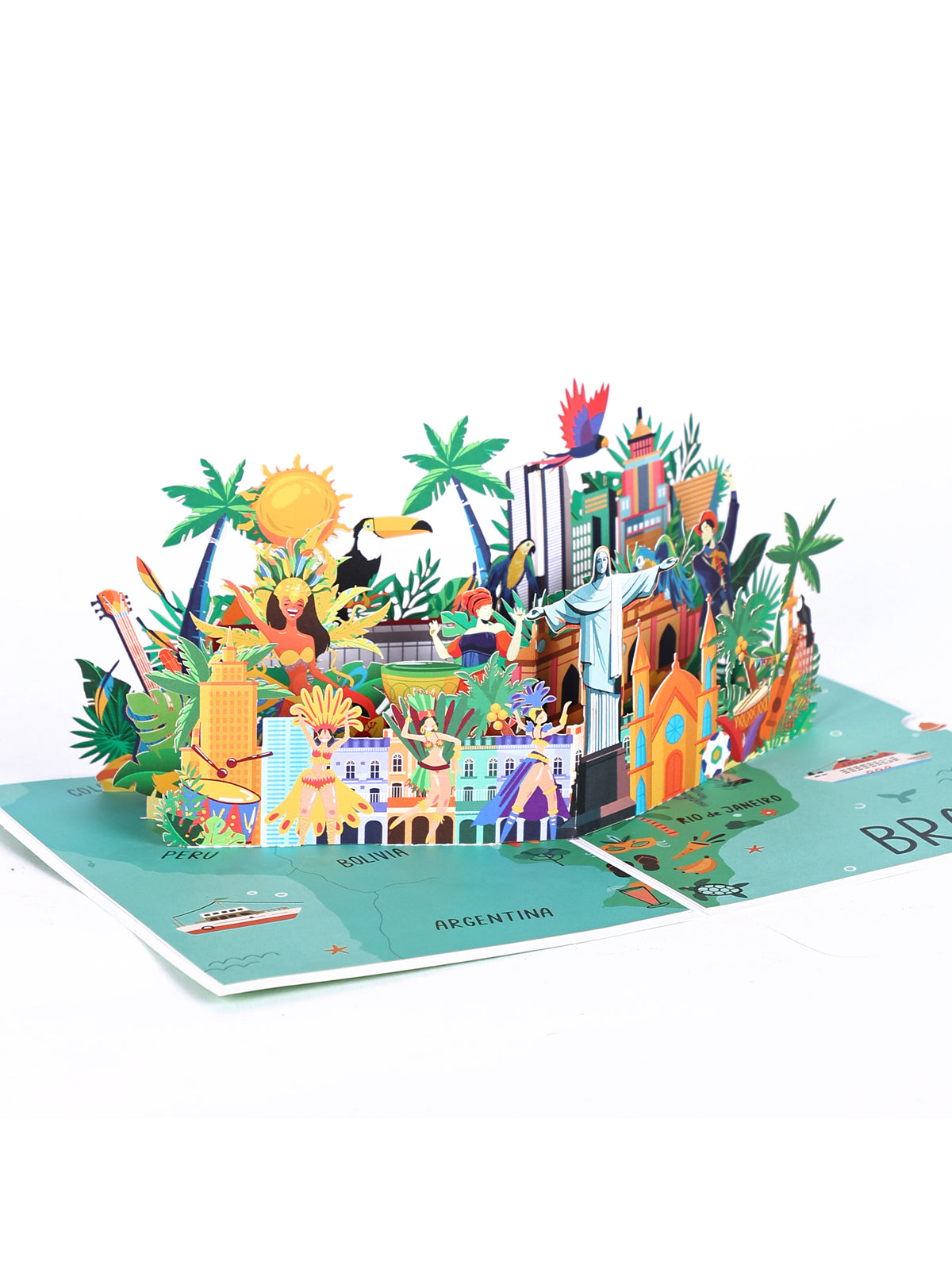 Rio de Janeiro 3D Pop-Up Card – Christ the Redeemer & Sugarloaf Mountain | Brazil Landmark Souvenir