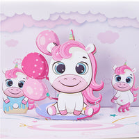 Wholesale Price Cute Unicorn 3D Pop-Up Greeting Card Magical Birthday Gift for Kids