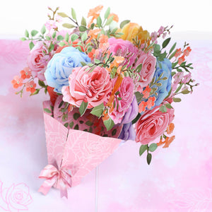 High Quality Colorful Mixed Flower Bouquet 3D Pop-Up Card Competitive Price Greeting Card