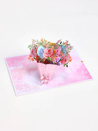 High Quality Colorful Mixed Flower Bouquet 3D Pop-Up Card Competitive Price Greeting Card