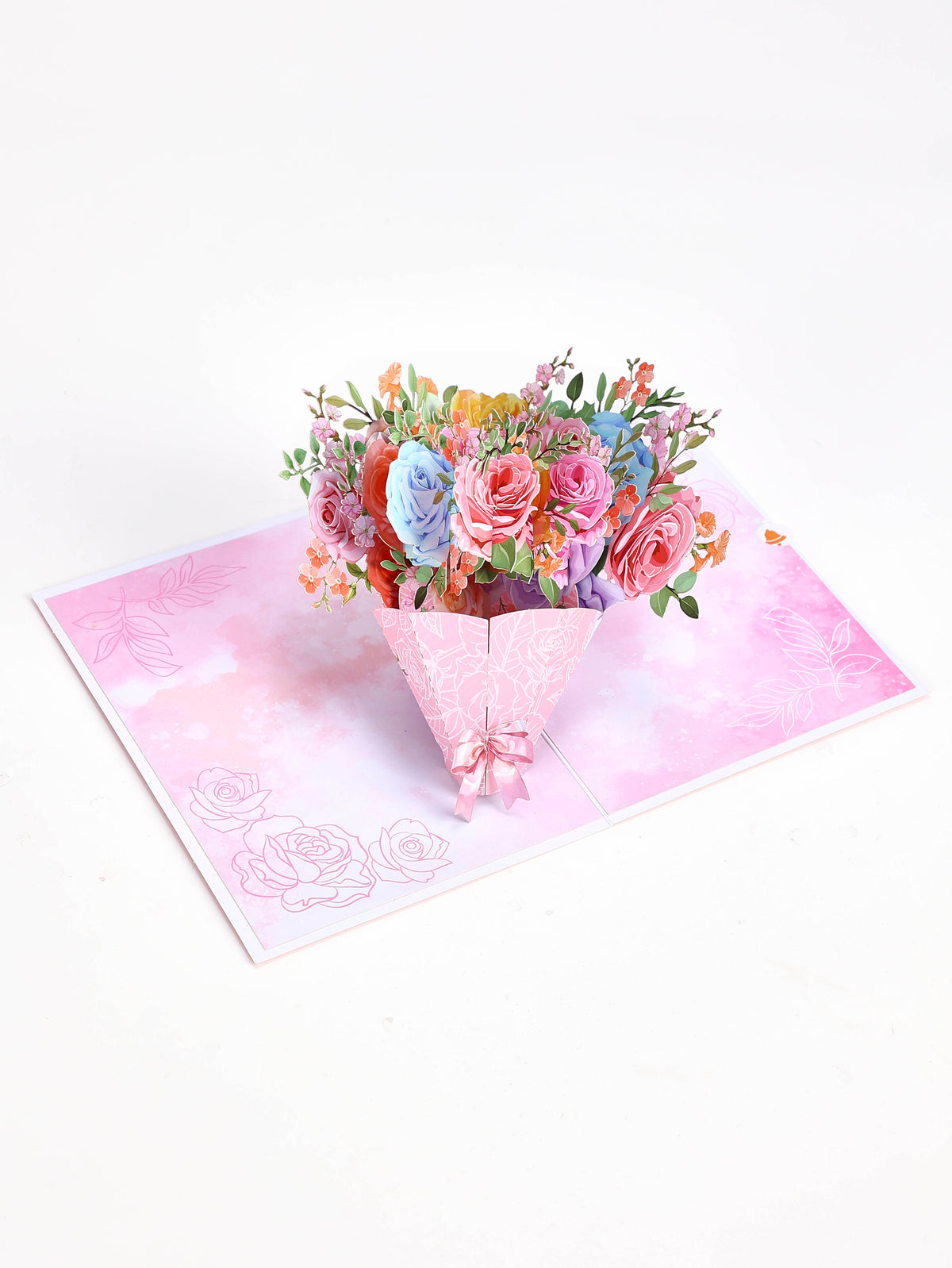 High Quality Colorful Mixed Flower Bouquet 3D Pop-Up Card Competitive Price Greeting Card