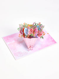 High Quality Colorful Mixed Flower Bouquet 3D Pop-Up Card Competitive Price Greeting Card