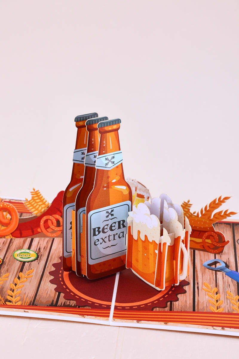 Beer Theme Father's Day Pop Up Card