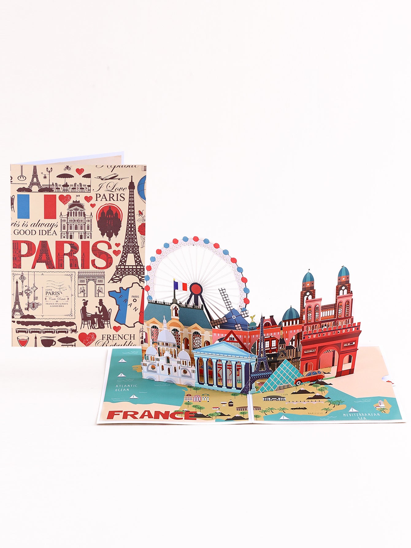 Paris 3D Pop-Up Card – Eiffel Tower & Notre-Dame | Romantic France Landmark Souvenir