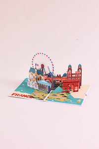 Paris 3D Pop-Up Card – Eiffel Tower & Notre-Dame | Romantic France Landmark Souvenir