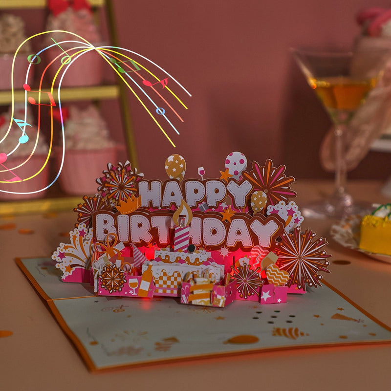 Manufacture Festive Greeting Card Fireworks Birthday 3D Pop-Up Card