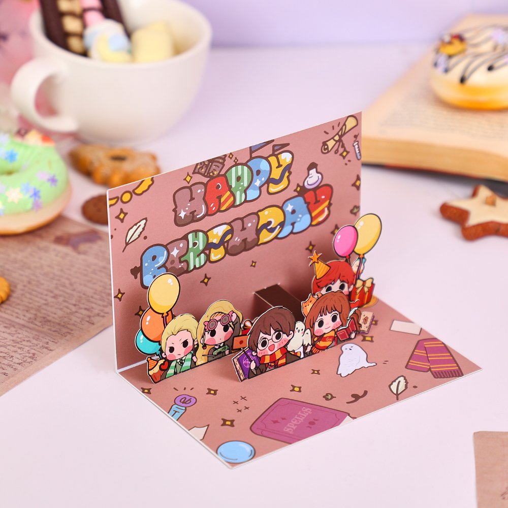 Burgundy Birthday Heart Flip Pop Up Card