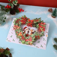 Christmas Floral Wreath 3D Pop Up Card