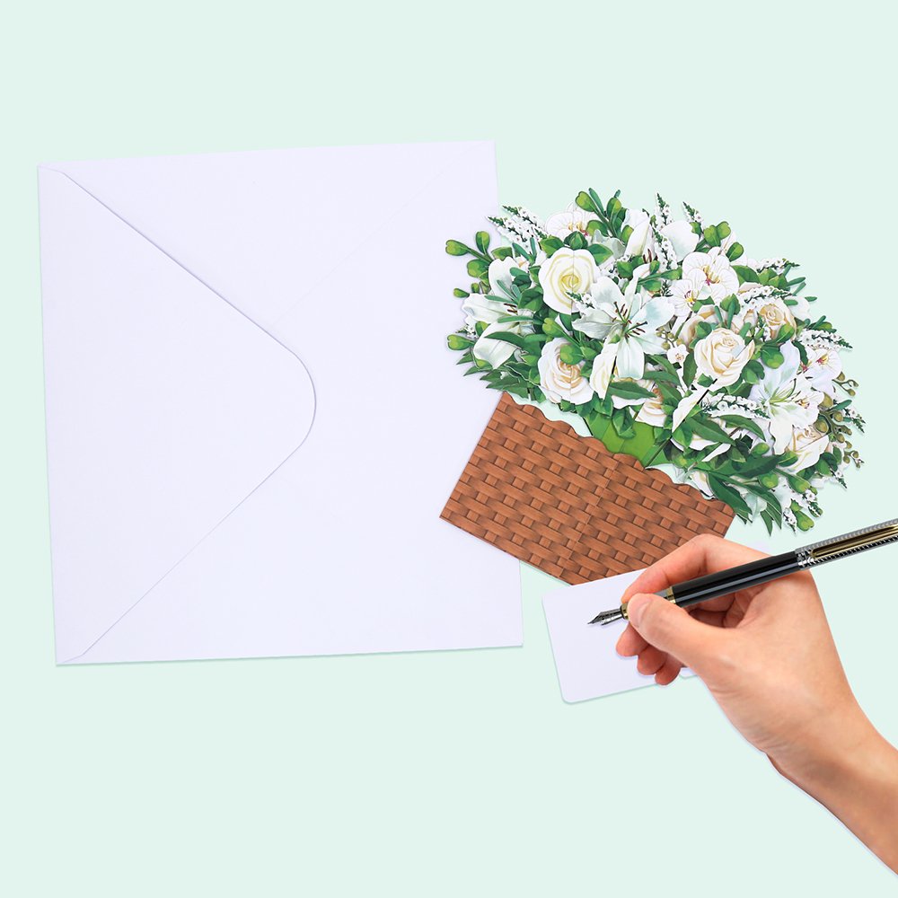 White Floral Box Card 3D Pop Up Card