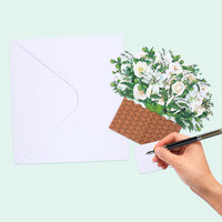 White Floral Box Card 3D Pop Up Card
