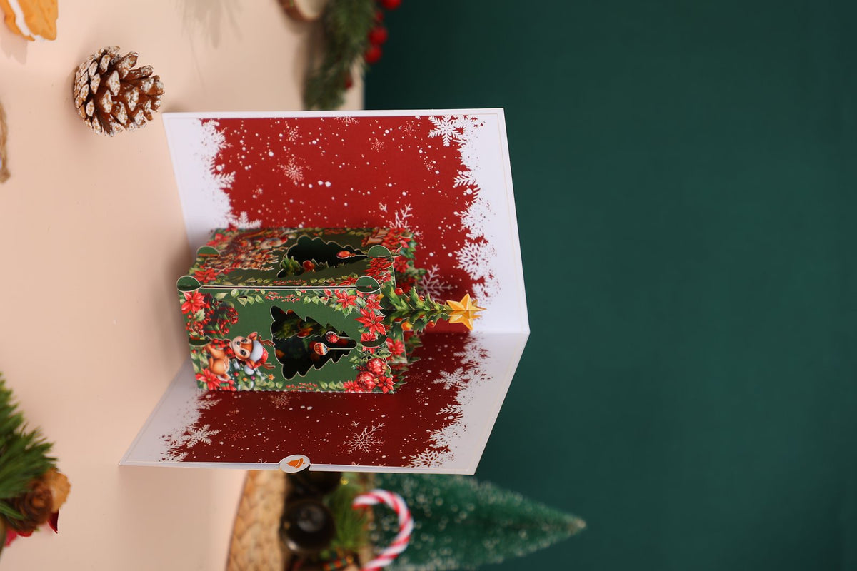 Red Christmas Tree Flip Pop Up Card