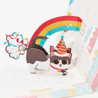 Cartoon Cat Birthday Flip Pop Up Card