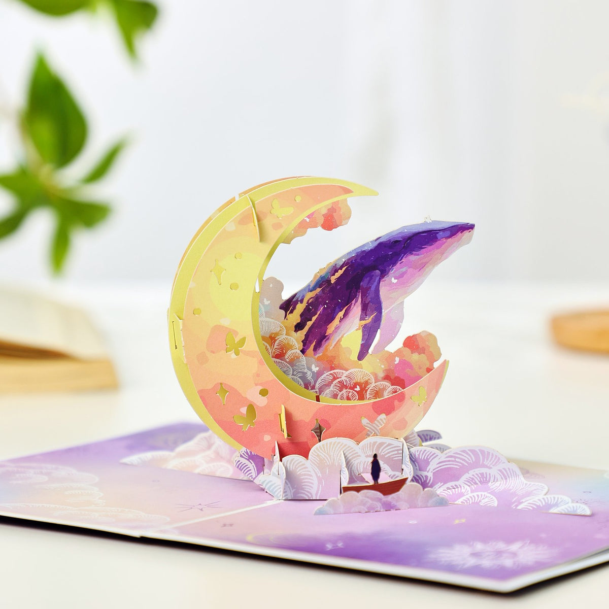 Moon Whale 3D Pop Up Card