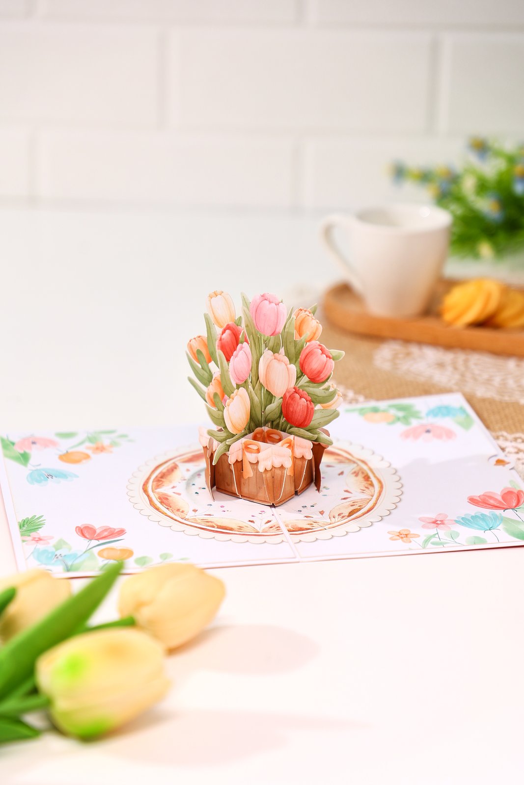 Tulip Flower Basket Greeting Card