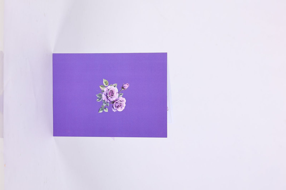 Purple Rose Branch 3D Pop Up Card