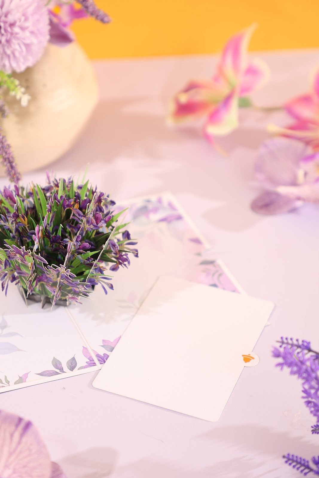 Lavender Flower Bouquet Flip Pop Up Card