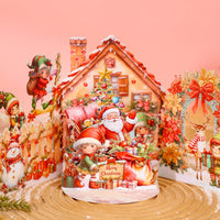 Santa Claus Flower House 3D Pop Up Card