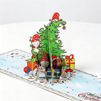 Gnome Climbing Christmas Tree 3D Pop Up Card
