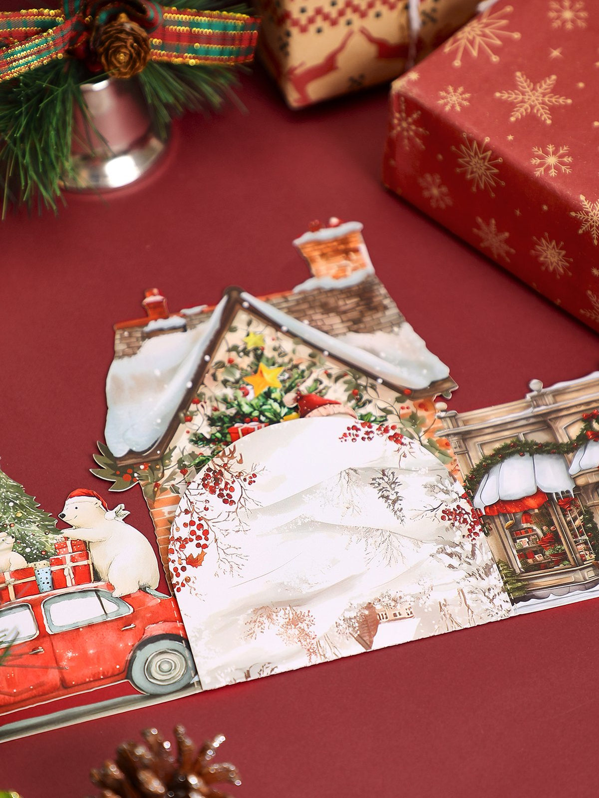 Christmas Vintage Car Flip Pop Up Card