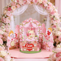 Pink Wedding Floral Wreath 3D Pop Up Card