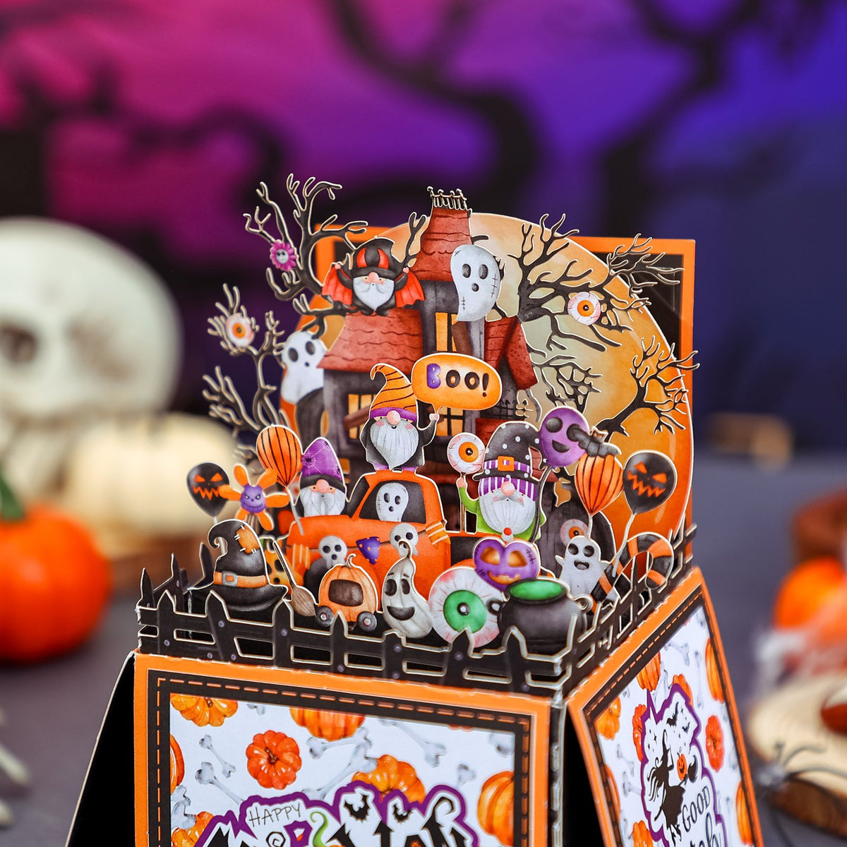 Halloween Gnome Box Orange Card