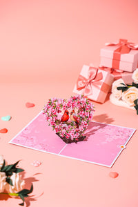 Cherry Blossom Bird Valentine's Day Greeting Card