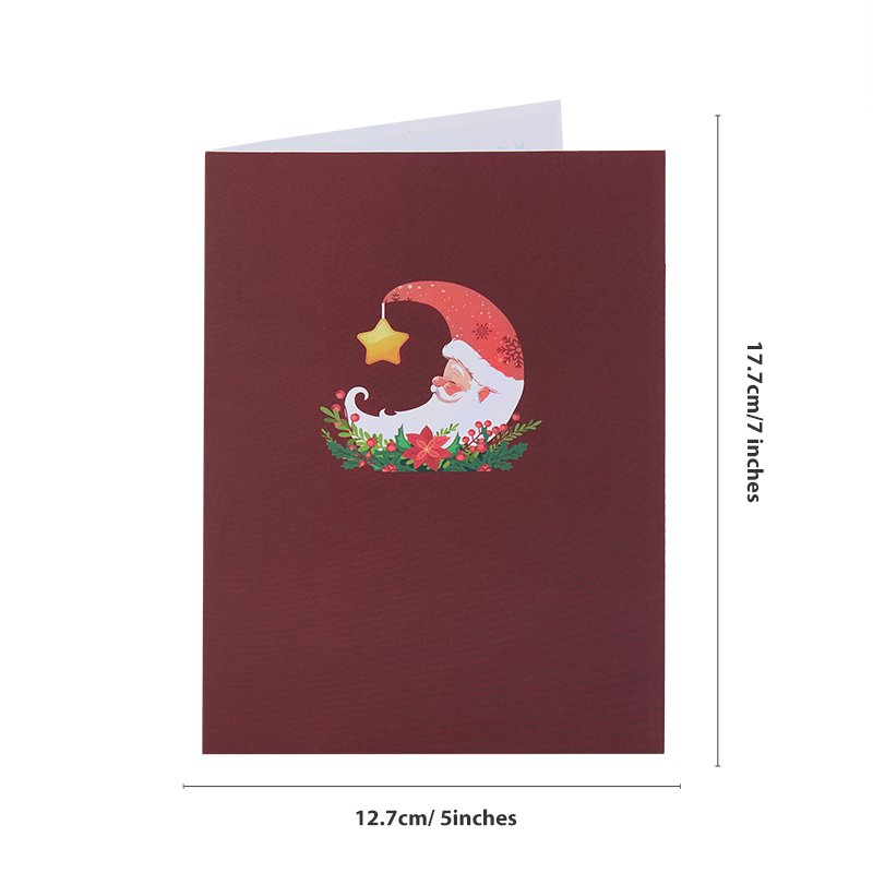 Santa Claus Crescent Moon 3D Pop Up Card