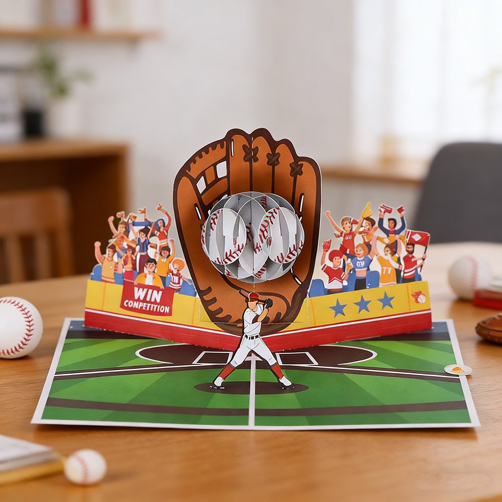 Baseball Match 3D Pop Up Card