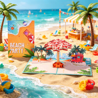 Summer Beach Party Umbrella 3D Pop Up Card