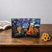 Star Sunflower & Cat Greeting Card