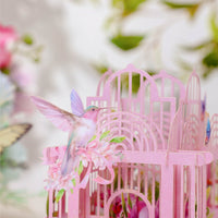 Pink Purple Orchid Birdcage 3D Pop Up Card