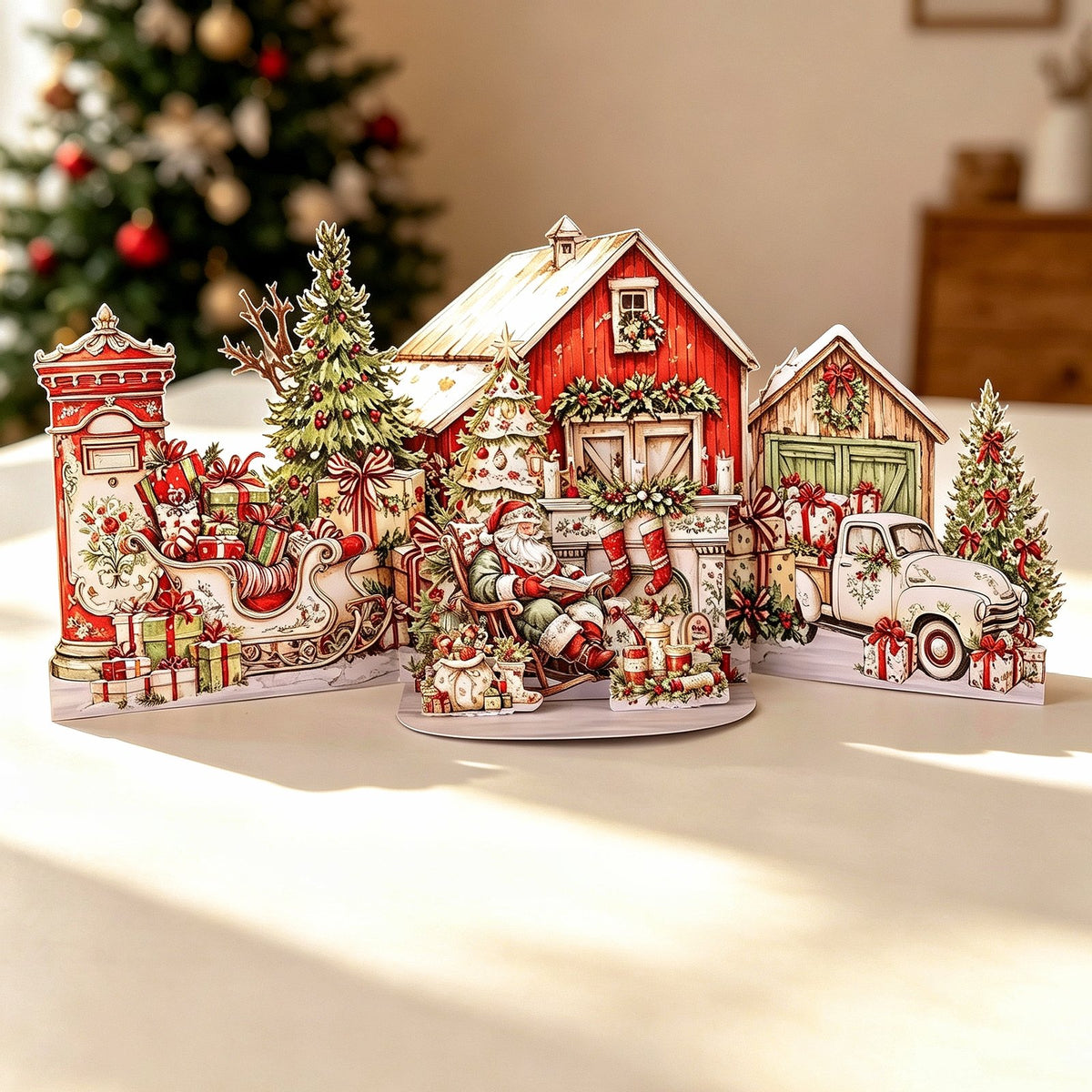 Vintage Santa Claus House Double Door Card