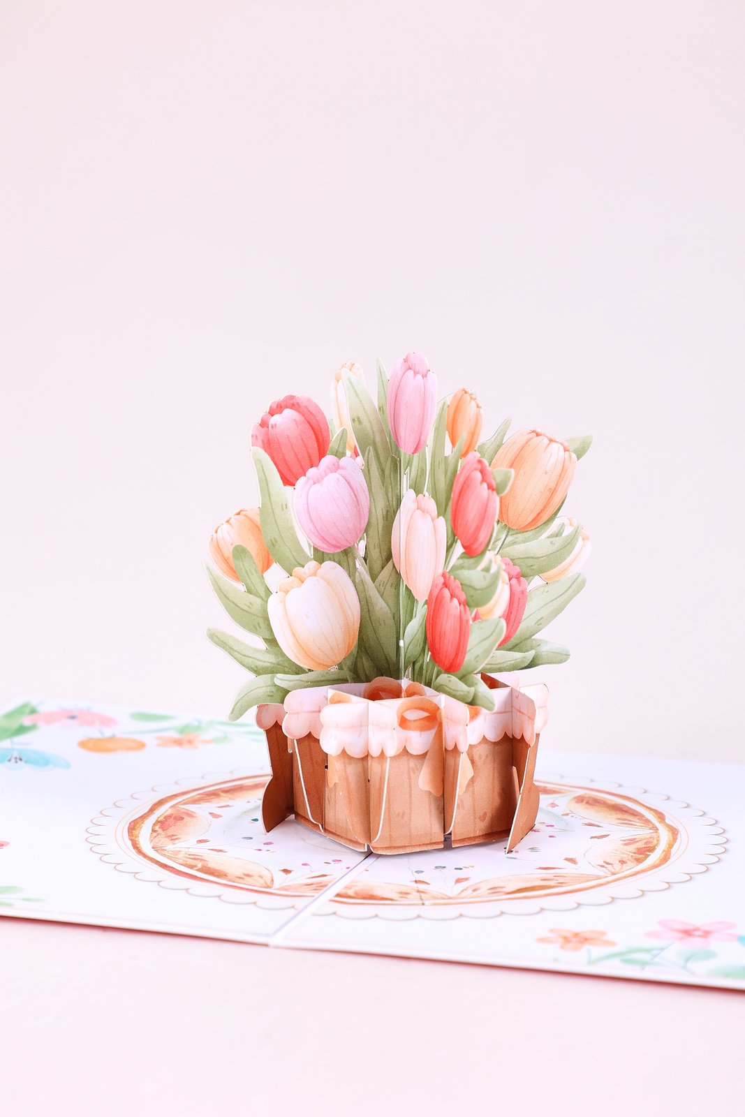 Tulip Flower Basket Greeting Card